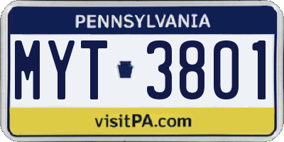 PA license plate MYT3801