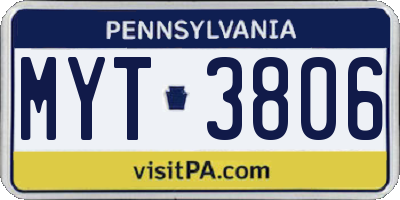 PA license plate MYT3806