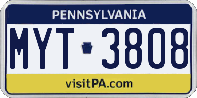 PA license plate MYT3808