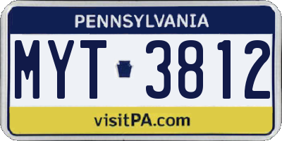 PA license plate MYT3812