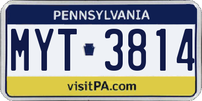PA license plate MYT3814
