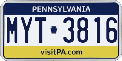 PA license plate MYT3816