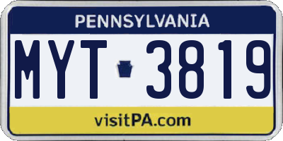 PA license plate MYT3819