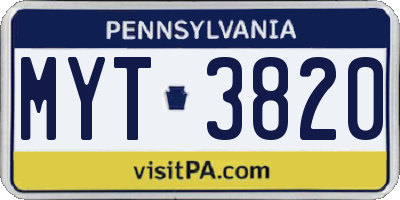 PA license plate MYT3820