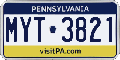 PA license plate MYT3821
