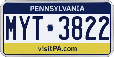 PA license plate MYT3822