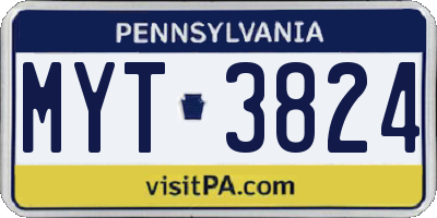 PA license plate MYT3824