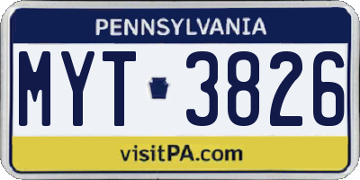 PA license plate MYT3826