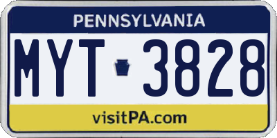 PA license plate MYT3828