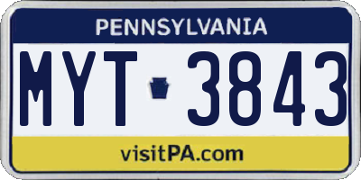 PA license plate MYT3843