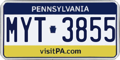 PA license plate MYT3855