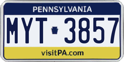 PA license plate MYT3857