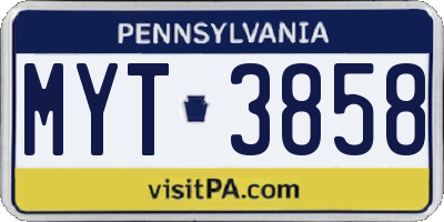 PA license plate MYT3858