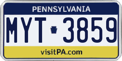 PA license plate MYT3859
