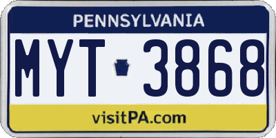 PA license plate MYT3868