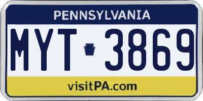 PA license plate MYT3869