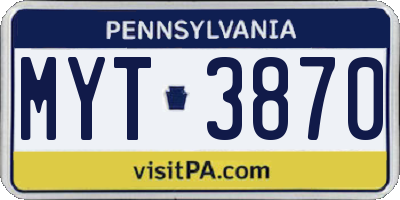 PA license plate MYT3870