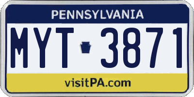 PA license plate MYT3871