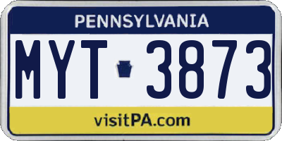 PA license plate MYT3873