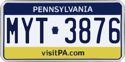 PA license plate MYT3876