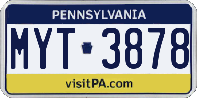 PA license plate MYT3878