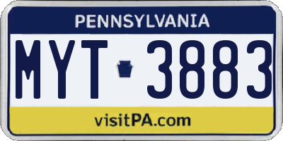 PA license plate MYT3883