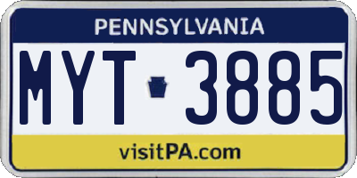 PA license plate MYT3885
