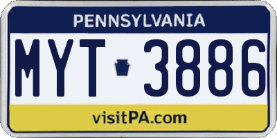 PA license plate MYT3886