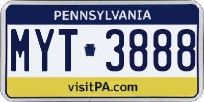 PA license plate MYT3888