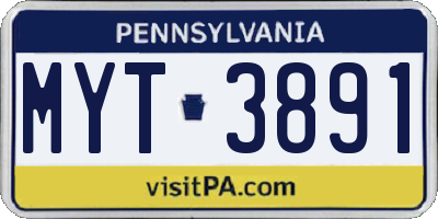 PA license plate MYT3891