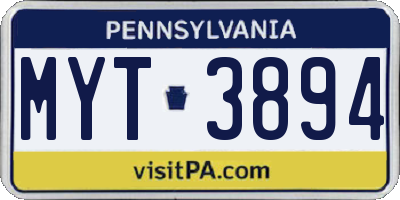PA license plate MYT3894