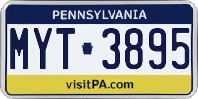 PA license plate MYT3895