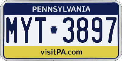 PA license plate MYT3897