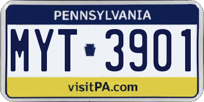 PA license plate MYT3901