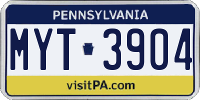 PA license plate MYT3904