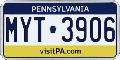PA license plate MYT3906
