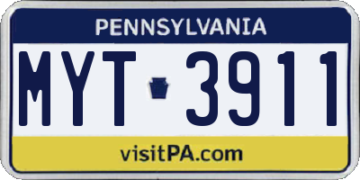 PA license plate MYT3911