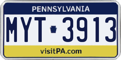 PA license plate MYT3913