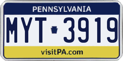 PA license plate MYT3919