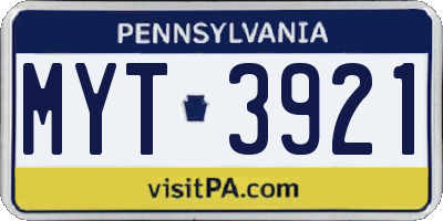 PA license plate MYT3921