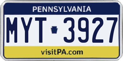 PA license plate MYT3927