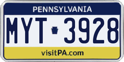 PA license plate MYT3928
