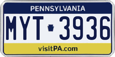 PA license plate MYT3936