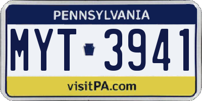 PA license plate MYT3941