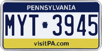 PA license plate MYT3945