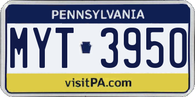 PA license plate MYT3950