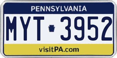 PA license plate MYT3952