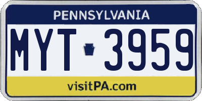 PA license plate MYT3959