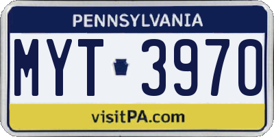 PA license plate MYT3970