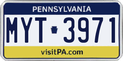 PA license plate MYT3971